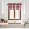 imageNICETOWN Sheer Linen Kitchen Curtains 24 Inch Length Sage Green Striped Print Curtains for Living Room Bedroom Farmhouse Bathroom Decor with Rod Pocket for Window 3024 2 PanelsRed  White