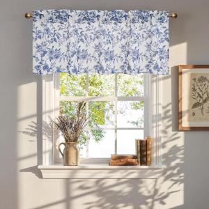 imageNICETOWN Blue Floral Curtains for Bedroom amp Living Room Linen Blend Drapes with Vintage Peony Privacy amp Light Filtering Inspired by British Museums Blue amp White Porcelain W52 x L84 in 2 PanelsIndigo