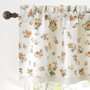 imageNICETOWN Blue Floral Curtains for Bedroom amp Living Room Linen Blend Drapes with Vintage Peony Privacy amp Light Filtering Inspired by British Museums Blue amp White Porcelain W52 x L84 in 2 PanelsYellow