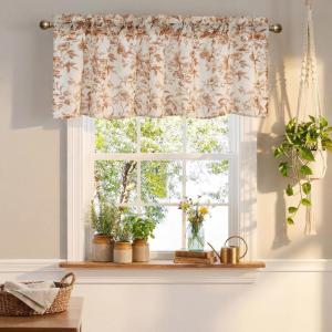 imageNICETOWN Blue Floral Curtains for Bedroom amp Living Room Linen Blend Drapes with Vintage Peony Privacy amp Light Filtering Inspired by British Museums Blue amp White Porcelain W52 x L84 in 2 PanelsYellow Brown