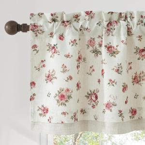 imageNICETOWN Blue Floral Curtains for Bedroom amp Living Room Linen Blend Drapes with Vintage Peony Privacy amp Light Filtering Inspired by British Museums Blue amp White Porcelain W52 x L84 in 2 PanelsPink