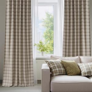 imageNICETOWN Buffalo Plaid Full Blackout Linen Curtain Panels 84 Inches Length Moss Green Farmhouse Window Treatment Thermal Insulated Drapes for Bedroom Living Room Rod Pocket Back Tab 52 W x 84 LGrid Pattern  Light Greige