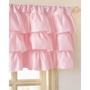 imageNICETOWN Farmhouse Valance Curtains 20 Inches Long for Kitchen amp Bathroom ThreeTiered Ruffle Valance Curtains Satin Texture Light Filtering Window Coverings 52 WPink