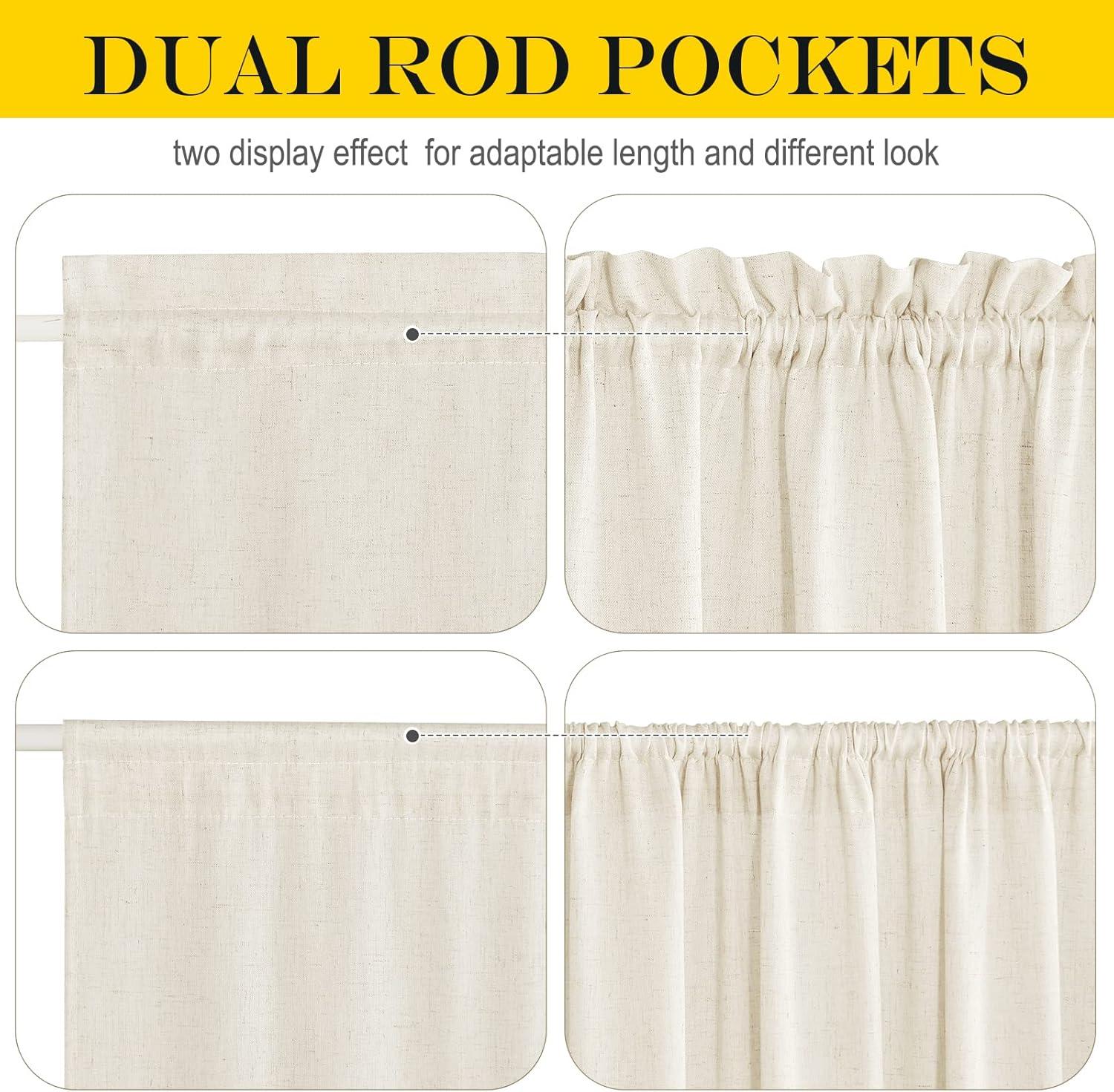 imageNICETOWN Linen Door Curtains 64 inch Length 1 Panel Farmhouse Kitchen Curtain Light Filtering Sidelight Door Covering Tie Up Shade for Living Room Narrow Window 1 Panel 26 inch Wide NaturalNatural