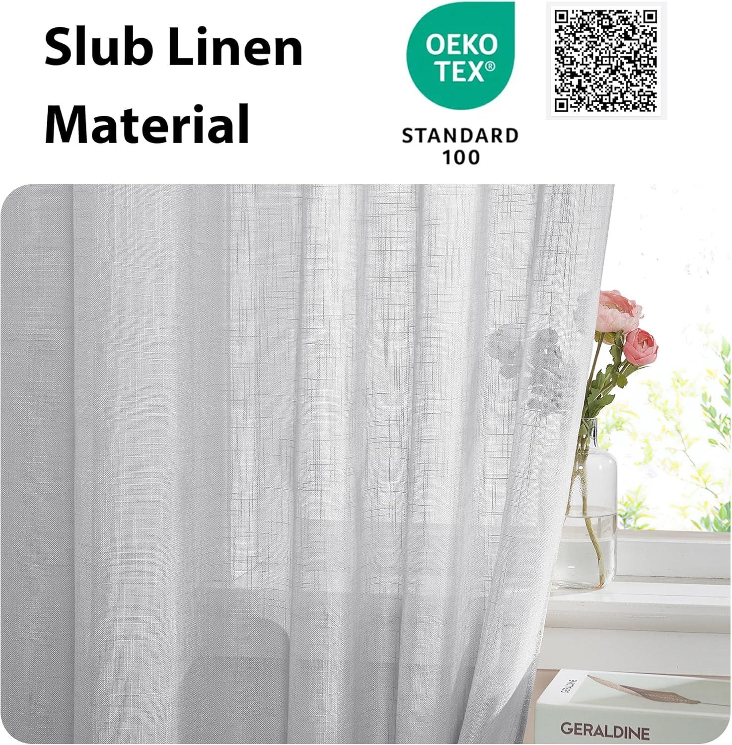 imageNICETOWN Linen Door Curtains 64 inch Length 1 Panel Farmhouse Kitchen Curtain Light Filtering Sidelight Door Covering Tie Up Shade for Living Room Narrow Window 1 Panel 26 inch Wide NaturalDark Grey