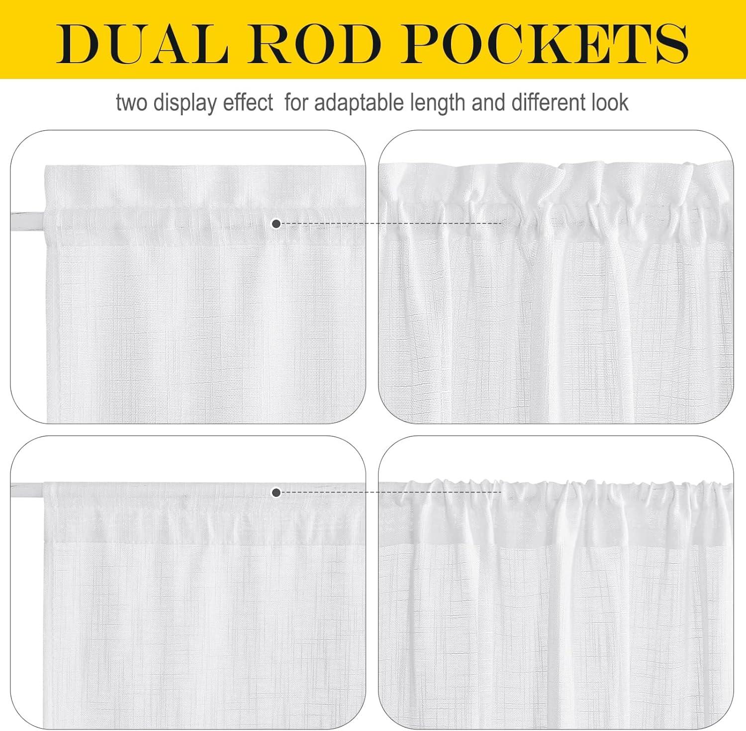 imageNICETOWN Linen Door Curtains 64 inch Length 1 Panel Farmhouse Kitchen Curtain Light Filtering Sidelight Door Covering Tie Up Shade for Living Room Narrow Window 1 Panel 26 inch Wide NaturalWhite