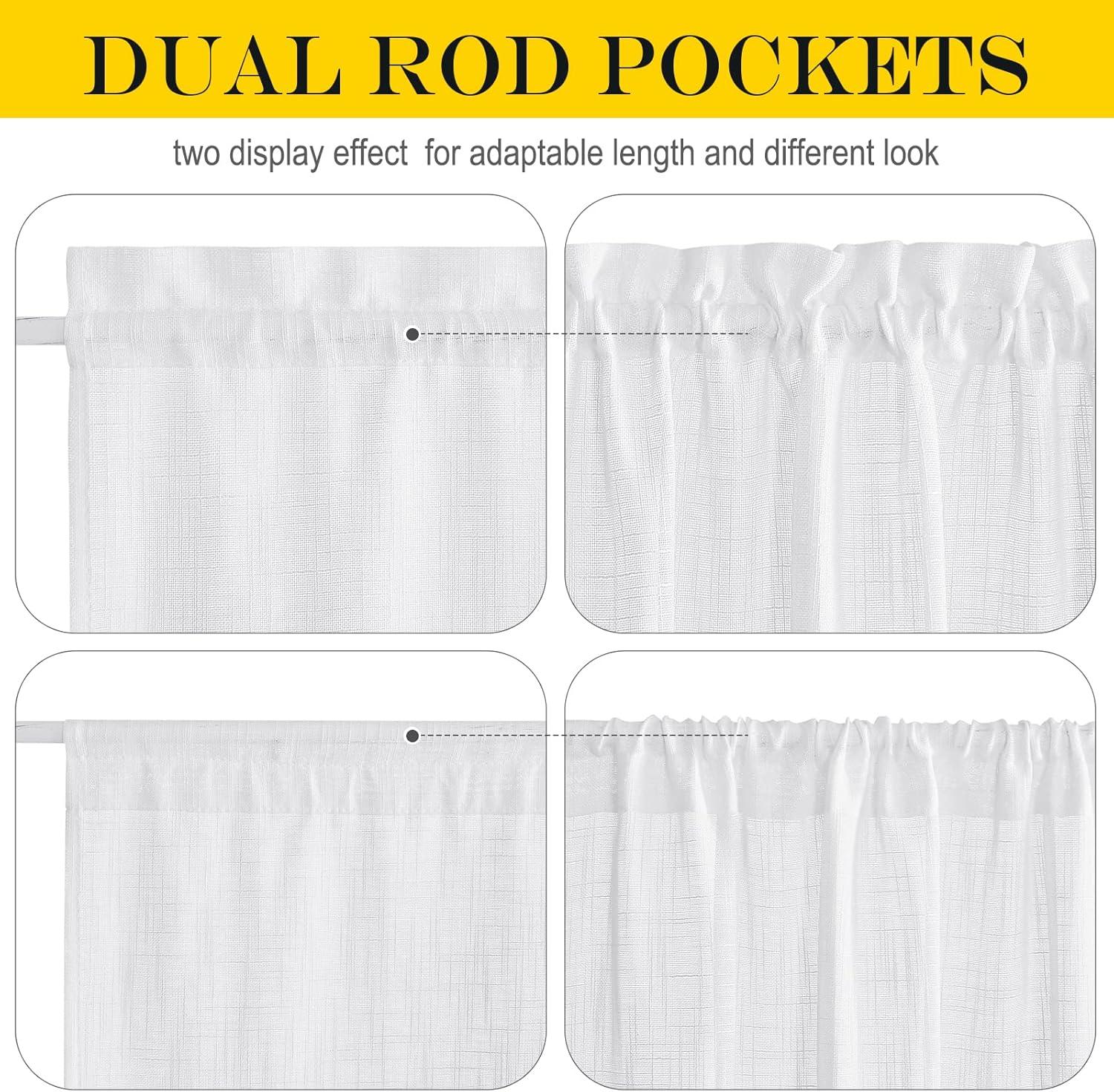imageNICETOWN Linen Door Curtains 64 inch Length 1 Panel Farmhouse Kitchen Curtain Light Filtering Sidelight Door Covering Tie Up Shade for Living Room Narrow Window 1 Panel 26 inch Wide NaturalWhite