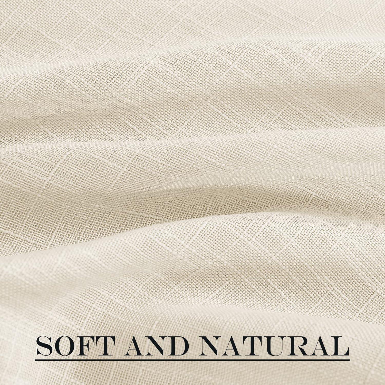imageNICETOWN Linen Door Curtains 64 inch Length 1 Panel Farmhouse Kitchen Curtain Light Filtering Sidelight Door Covering Tie Up Shade for Living Room Narrow Window 1 Panel 26 inch Wide NaturalLight Grey