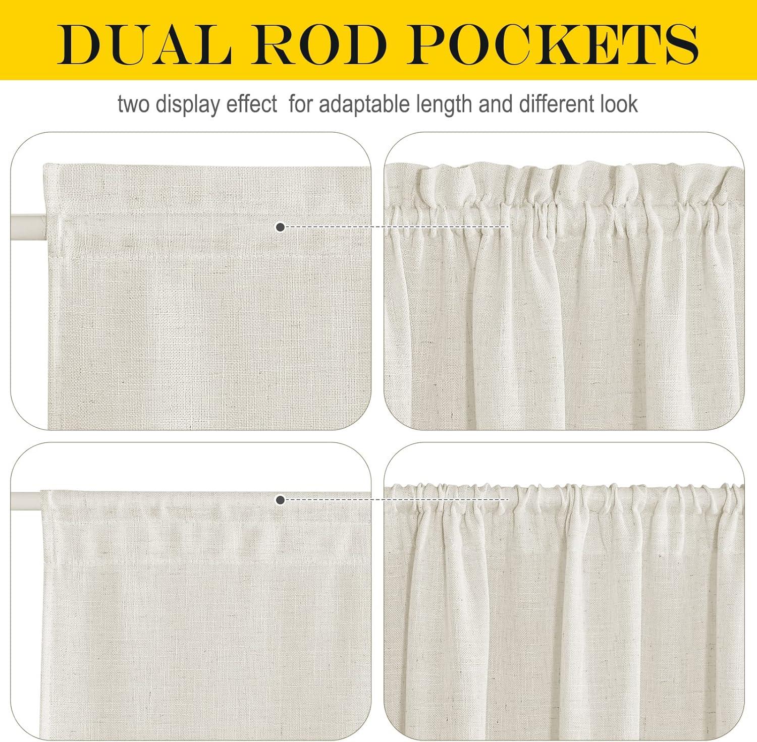 imageNICETOWN Linen Door Curtains 64 inch Length 1 Panel Farmhouse Kitchen Curtain Light Filtering Sidelight Door Covering Tie Up Shade for Living Room Narrow Window 1 Panel 26 inch Wide NaturalLinen