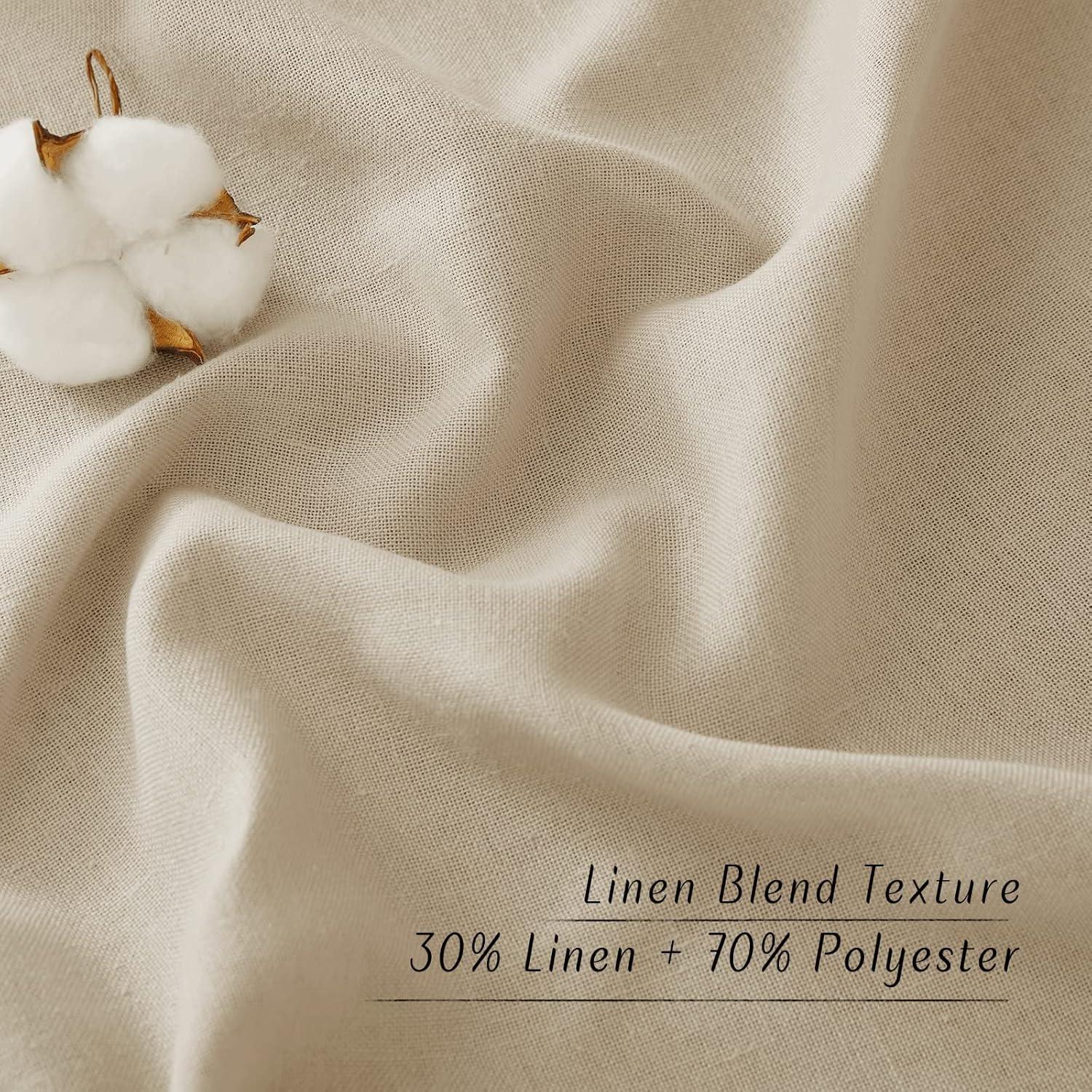 imageNICETOWN Linen Door Curtains 64 inch Length 1 Panel Farmhouse Kitchen Curtain Light Filtering Sidelight Door Covering Tie Up Shade for Living Room Narrow Window 1 Panel 26 inch Wide NaturalAngora