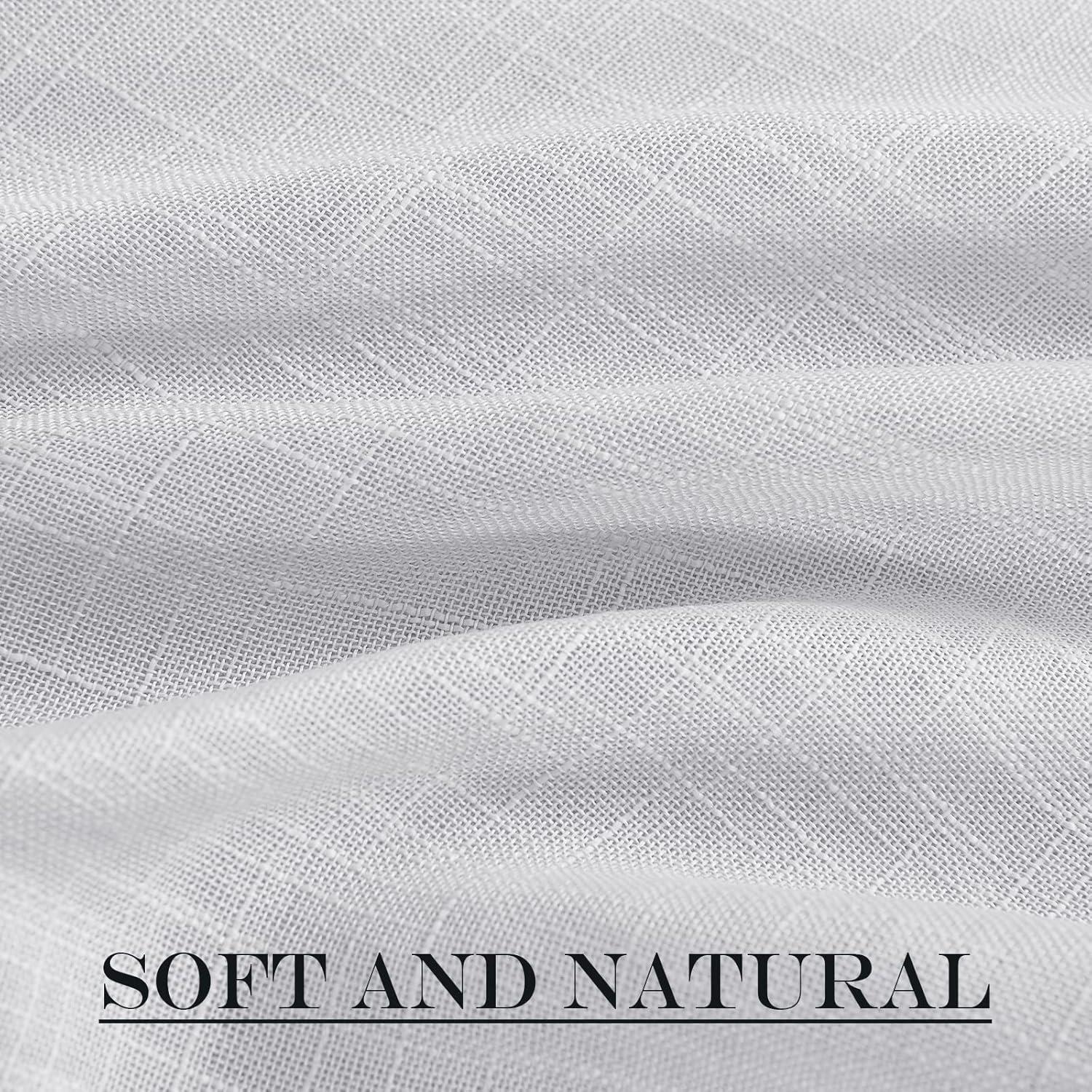 imageNICETOWN Linen Door Curtains 64 inch Length 1 Panel Farmhouse Kitchen Curtain Light Filtering Sidelight Door Covering Tie Up Shade for Living Room Narrow Window 1 Panel 26 inch Wide NaturalLight Grey