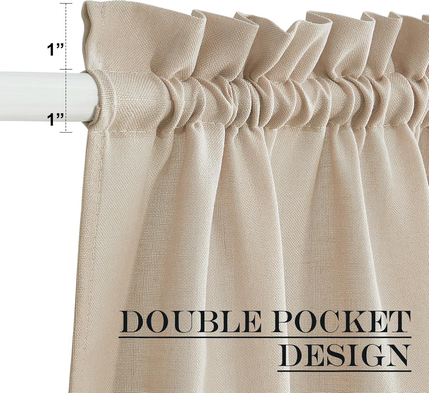 imageNICETOWN Linen Door Curtains 64 inch Length 1 Panel Farmhouse Kitchen Curtain Light Filtering Sidelight Door Covering Tie Up Shade for Living Room Narrow Window 1 Panel 26 inch Wide NaturalAngora