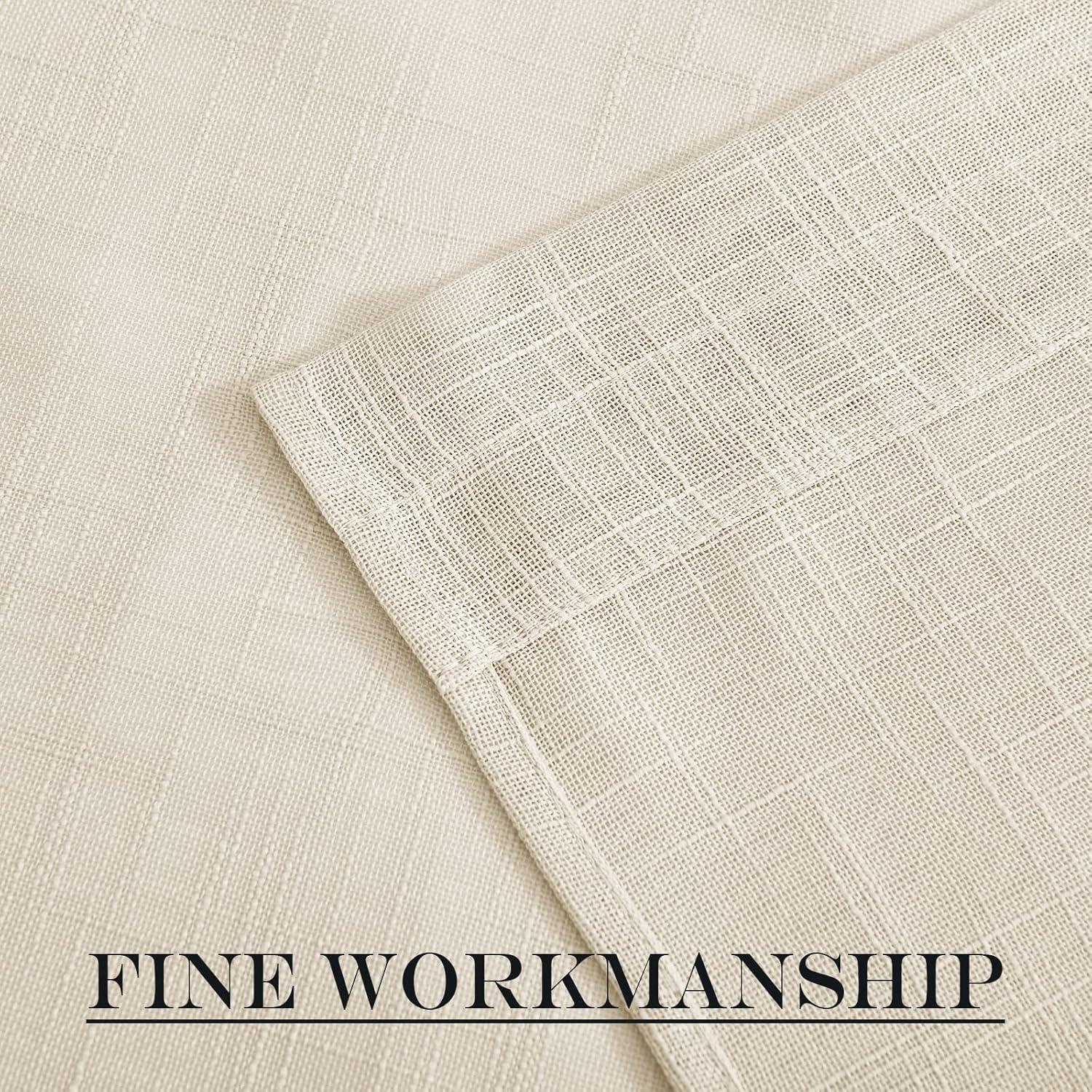 imageNICETOWN Linen Door Curtains 64 inch Length 1 Panel Farmhouse Kitchen Curtain Light Filtering Sidelight Door Covering Tie Up Shade for Living Room Narrow Window 1 Panel 26 inch Wide NaturalBeige