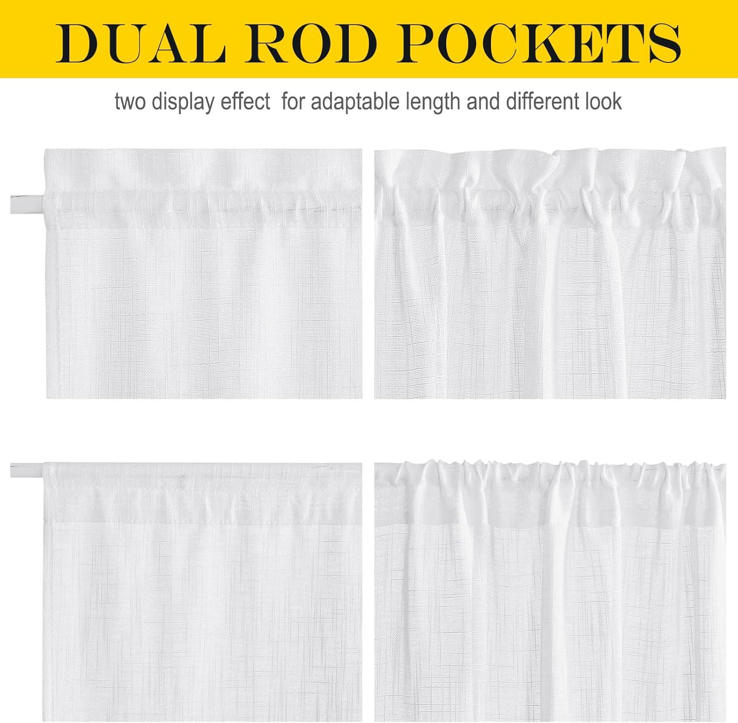 imageNICETOWN Linen Door Curtains 64 inch Length 1 Panel Farmhouse Kitchen Curtain Light Filtering Sidelight Door Covering Tie Up Shade for Living Room Narrow Window 1 Panel 26 inch Wide NaturalWhite