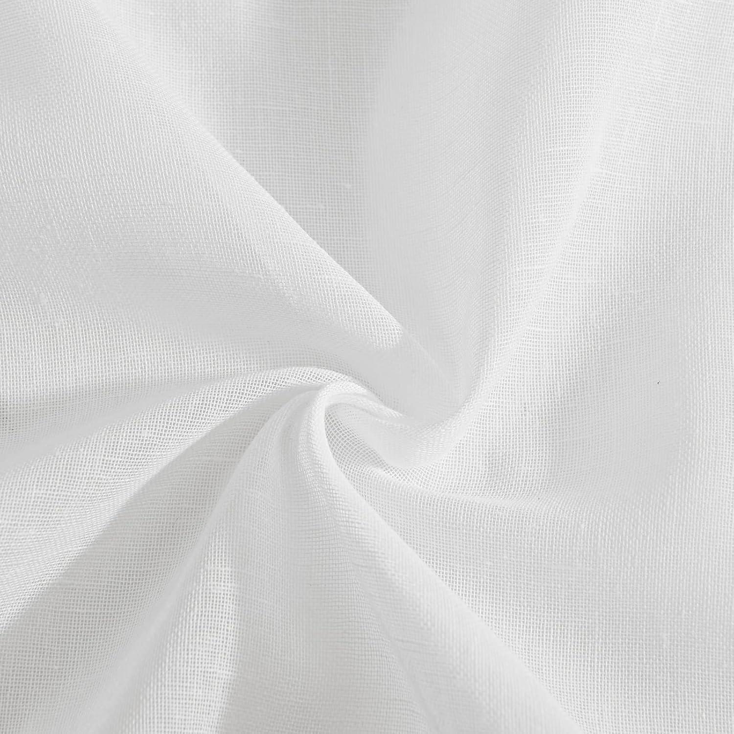 imageNICETOWN Linen Door Curtains 64 inch Length 1 Panel Farmhouse Kitchen Curtain Light Filtering Sidelight Door Covering Tie Up Shade for Living Room Narrow Window 1 Panel 26 inch Wide NaturalPure White