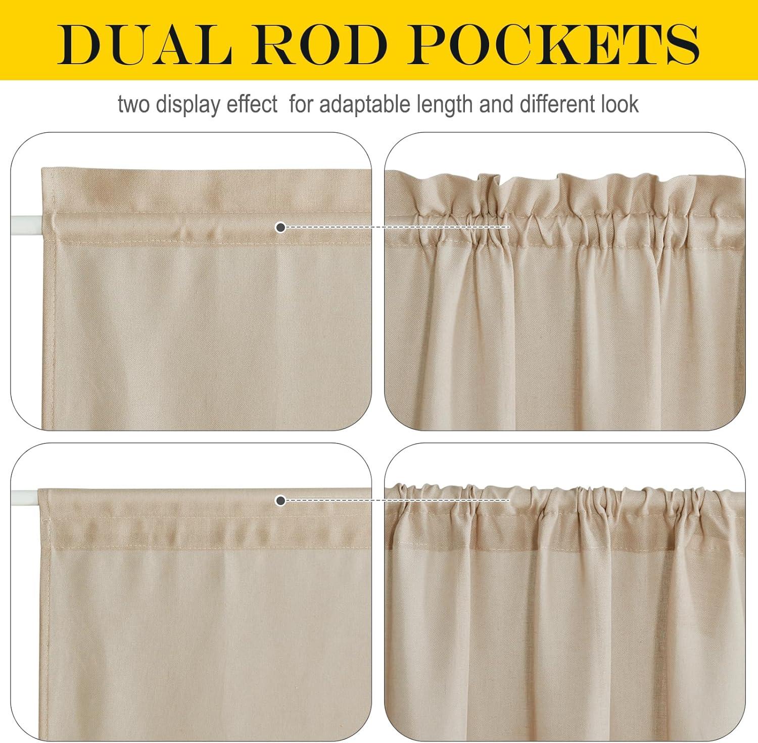 imageNICETOWN Linen Door Curtains 64 inch Length 1 Panel Farmhouse Kitchen Curtain Light Filtering Sidelight Door Covering Tie Up Shade for Living Room Narrow Window 1 Panel 26 inch Wide NaturalAngora