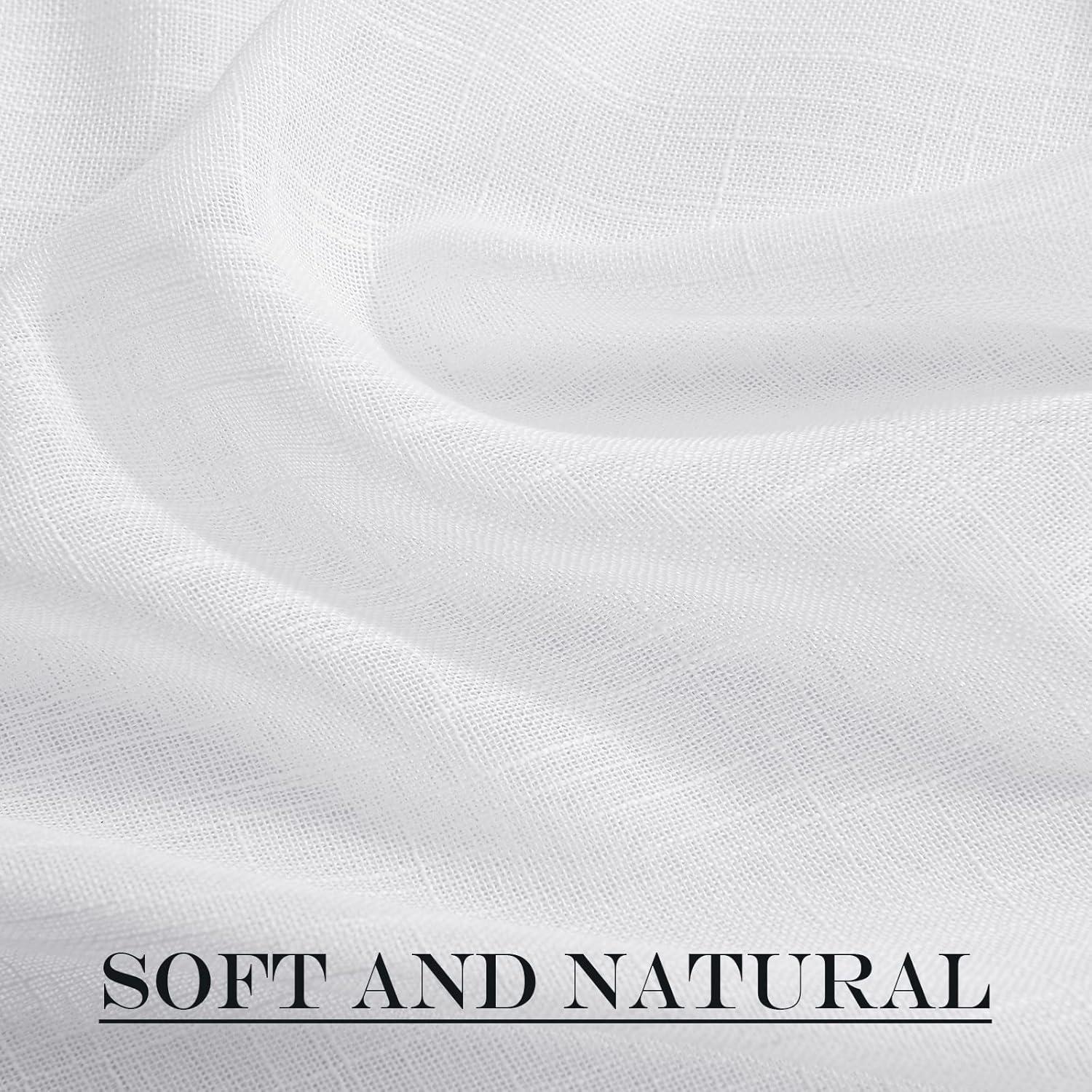 imageNICETOWN Linen Door Curtains 64 inch Length 1 Panel Farmhouse Kitchen Curtain Light Filtering Sidelight Door Covering Tie Up Shade for Living Room Narrow Window 1 Panel 26 inch Wide NaturalWhite