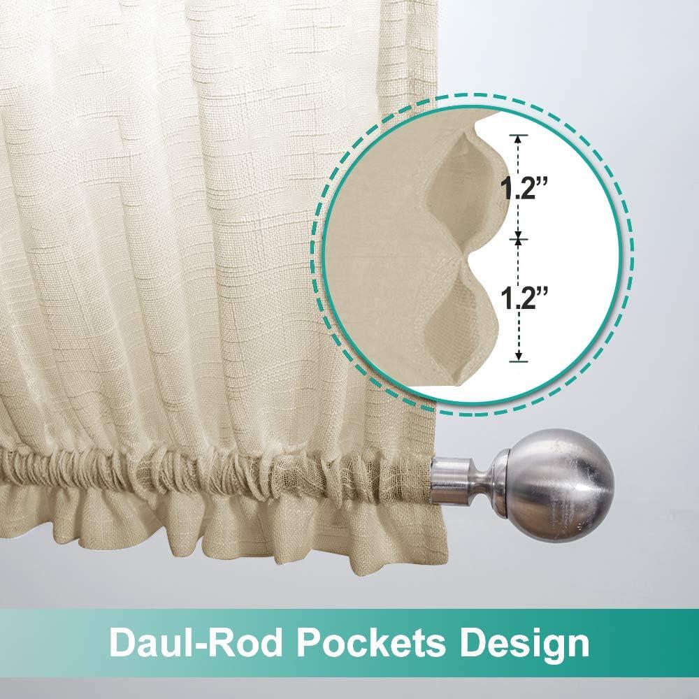 imageNICETOWN Linen Door Curtains 64 inch Length 1 Panel Farmhouse Kitchen Curtain Light Filtering Sidelight Door Covering Tie Up Shade for Living Room Narrow Window 1 Panel 26 inch Wide NaturalBeige