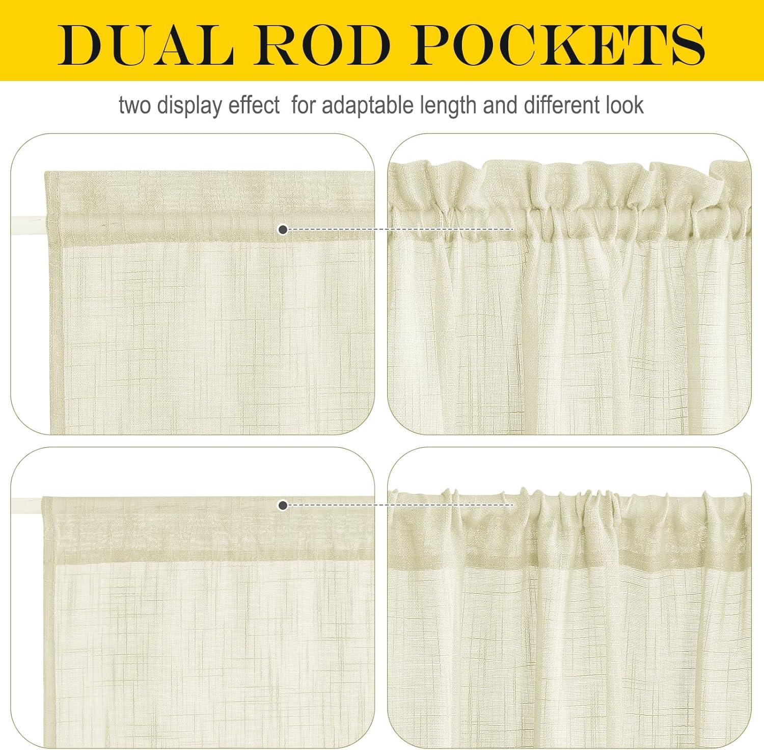 imageNICETOWN Linen Door Curtains 64 inch Length 1 Panel Farmhouse Kitchen Curtain Light Filtering Sidelight Door Covering Tie Up Shade for Living Room Narrow Window 1 Panel 26 inch Wide NaturalYellow