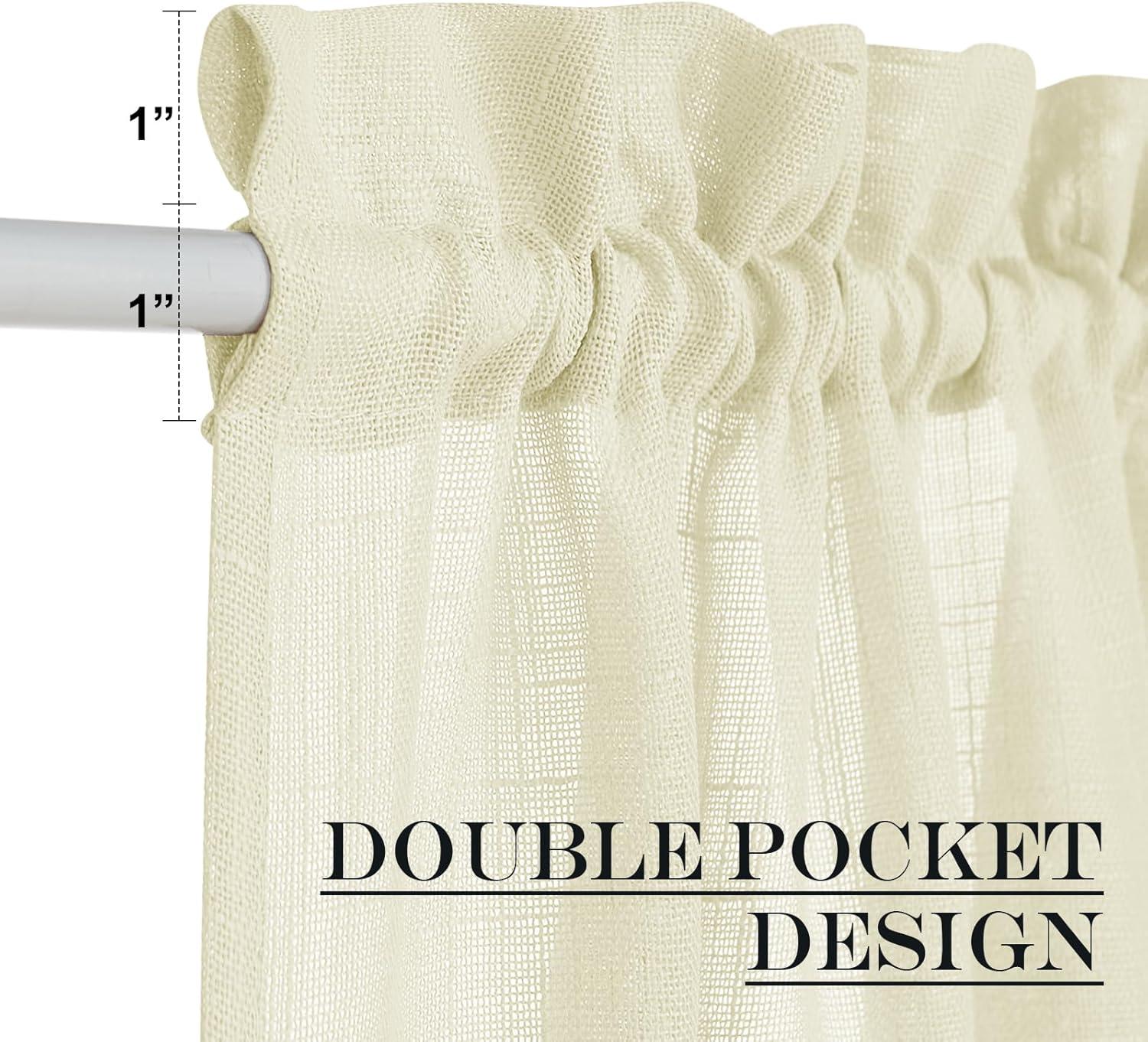 imageNICETOWN Linen Door Curtains 64 inch Length 1 Panel Farmhouse Kitchen Curtain Light Filtering Sidelight Door Covering Tie Up Shade for Living Room Narrow Window 1 Panel 26 inch Wide NaturalYellow