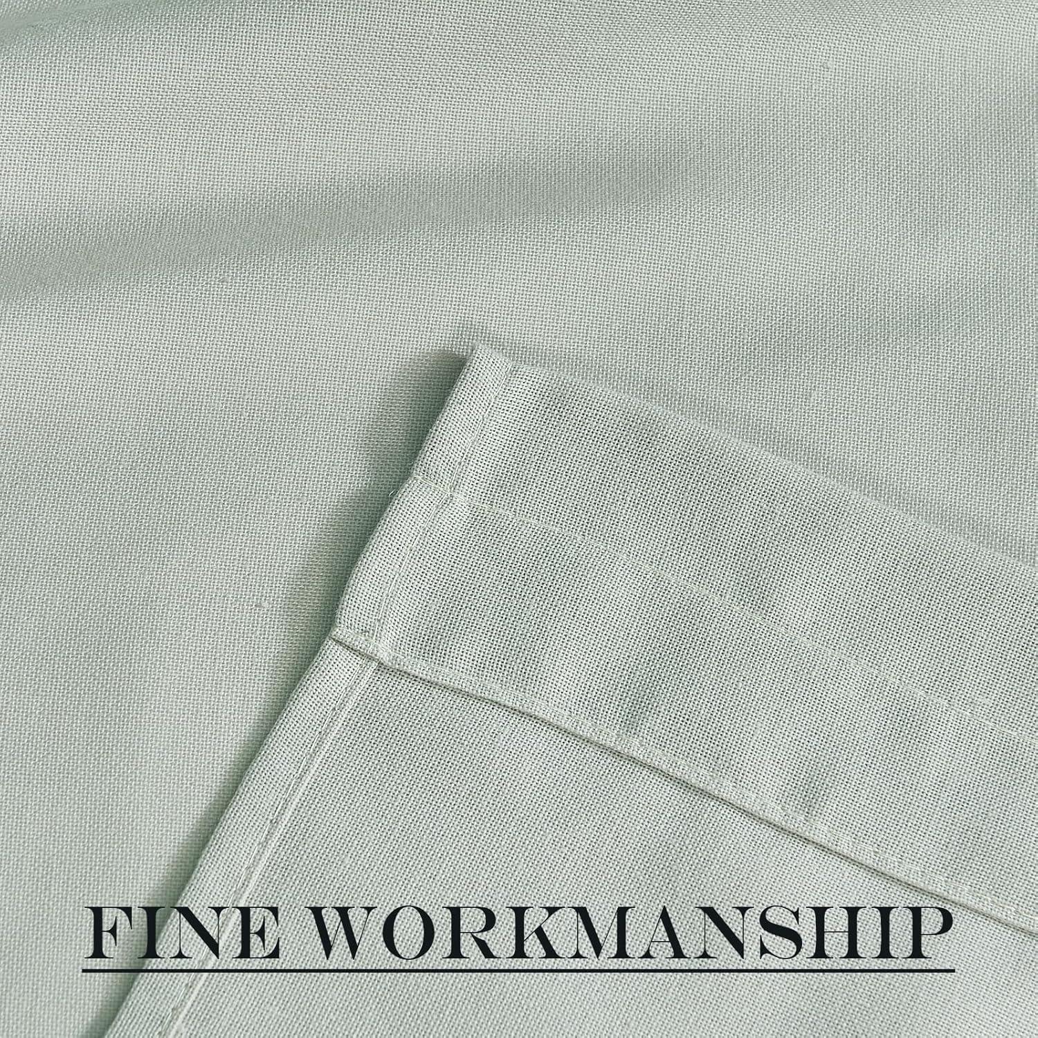 imageNICETOWN Linen Door Curtains 64 inch Length 1 Panel Farmhouse Kitchen Curtain Light Filtering Sidelight Door Covering Tie Up Shade for Living Room Narrow Window 1 Panel 26 inch Wide NaturalSage Green