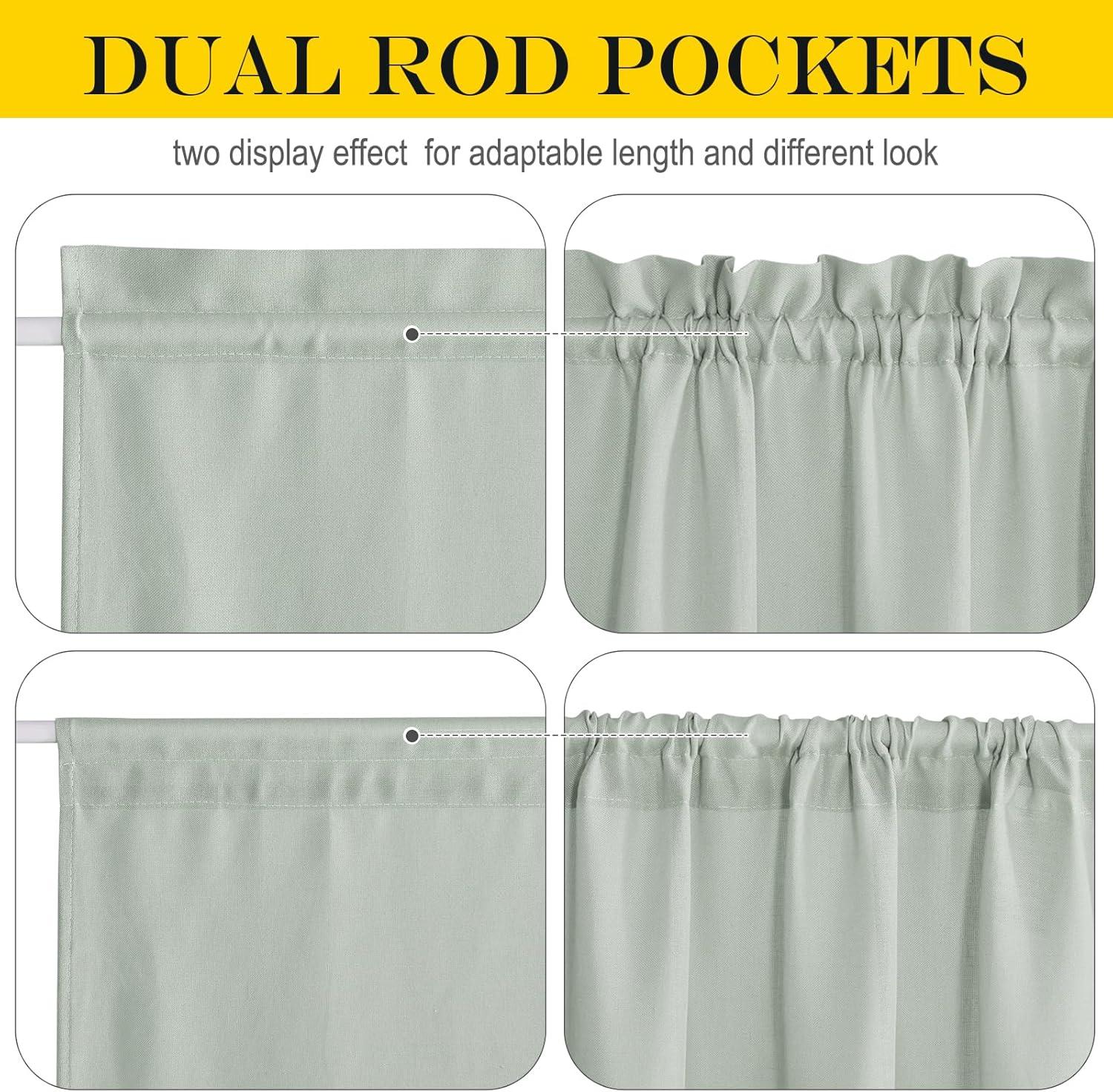 imageNICETOWN Linen Door Curtains 64 inch Length 1 Panel Farmhouse Kitchen Curtain Light Filtering Sidelight Door Covering Tie Up Shade for Living Room Narrow Window 1 Panel 26 inch Wide NaturalSage Green
