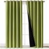 imageNICETOWN 100 Blackout Window Curtain Panels Fresh Green 2 Pieces 70 Wide Each Panel Cold and Full Light Blocking Drapes with Black Liner for Nursery 84 Drop Thermal Insulated Draperies