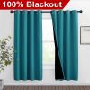 imageNICETOWN 100 Blackout Window Curtain Panels Full Light Blocking Drapes with Black Liner for Nursery 72inch Drop Thermal Insulated Draperies Peacock Teal 2 Pieces 46inch Wide Per Panel