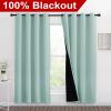 imageNICETOWN 100 Blackout Window Curtain Panels Full Light Blocking Drapes with Black Liner for Nursery 78inch Drop Thermal Insulated Draperies Aqua Blue 2 Pieces 55inch Wide Per Panel