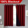 imageNICETOWN Kitchen Full Blackout Curtain Panels Super Thick and Soft Insulated Window Covers 100 Blackout Draperies with Black Backing for Cafe Window Burgundy Red Set of 2 PCs 52 by 54inch