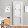 imageNICETOWN Linen Door Curtains 64 inch Length 1 Panel Farmhouse Kitchen Curtain Light Filtering Sidelight Door Covering Tie Up Shade for Living Room Narrow Window 1 Panel 26 inch Wide NaturalWhite