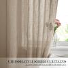 imageNICETOWN Linen Door Curtains 64 inch Length 1 Panel Farmhouse Kitchen Curtain Light Filtering Sidelight Door Covering Tie Up Shade for Living Room Narrow Window 1 Panel 26 inch Wide NaturalTaupe