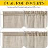 imageNICETOWN Linen Door Curtains 64 inch Length 1 Panel Farmhouse Kitchen Curtain Light Filtering Sidelight Door Covering Tie Up Shade for Living Room Narrow Window 1 Panel 26 inch Wide NaturalTaupe