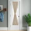 imageNICETOWN Linen Door Curtains 64 inch Length 1 Panel Farmhouse Kitchen Curtain Light Filtering Sidelight Door Covering Tie Up Shade for Living Room Narrow Window 1 Panel 26 inch Wide NaturalAngora