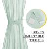 imageNICETOWN Linen Door Curtains 64 inch Length 1 Panel Farmhouse Kitchen Curtain Light Filtering Sidelight Door Covering Tie Up Shade for Living Room Narrow Window 1 Panel 26 inch Wide NaturalMint Green