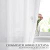 imageNICETOWN Linen Door Curtains 64 inch Length 1 Panel Farmhouse Kitchen Curtain Light Filtering Sidelight Door Covering Tie Up Shade for Living Room Narrow Window 1 Panel 26 inch Wide NaturalWhite