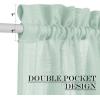 imageNICETOWN Linen Door Curtains 64 inch Length 1 Panel Farmhouse Kitchen Curtain Light Filtering Sidelight Door Covering Tie Up Shade for Living Room Narrow Window 1 Panel 26 inch Wide NaturalMint Green