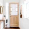imageNICETOWN Linen Door Curtains 64 inch Length 1 Panel Farmhouse Kitchen Curtain Light Filtering Sidelight Door Covering Tie Up Shade for Living Room Narrow Window 1 Panel 26 inch Wide NaturalWhite