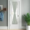 imageNICETOWN Linen Door Curtains 64 inch Length 1 Panel Farmhouse Kitchen Curtain Light Filtering Sidelight Door Covering Tie Up Shade for Living Room Narrow Window 1 Panel 26 inch Wide NaturalSage Green