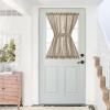 imageNICETOWN Linen Door Curtains 64 inch Length 1 Panel Farmhouse Kitchen Curtain Light Filtering Sidelight Door Covering Tie Up Shade for Living Room Narrow Window 1 Panel 26 inch Wide NaturalTaupe