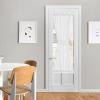 imageNICETOWN Linen Door Curtains 64 inch Length 1 Panel Farmhouse Kitchen Curtain Light Filtering Sidelight Door Covering Tie Up Shade for Living Room Narrow Window 1 Panel 26 inch Wide NaturalWhite
