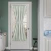imageNICETOWN Linen Door Curtains 64 inch Length 1 Panel Farmhouse Kitchen Curtain Light Filtering Sidelight Door Covering Tie Up Shade for Living Room Narrow Window 1 Panel 26 inch Wide NaturalSage Green
