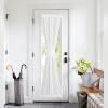 imageNICETOWN Linen Door Curtains 64 inch Length 1 Panel Farmhouse Kitchen Curtain Light Filtering Sidelight Door Covering Tie Up Shade for Living Room Narrow Window 1 Panel 26 inch Wide NaturalPure White