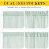 imageNICETOWN Linen Door Curtains 64 inch Length 1 Panel Farmhouse Kitchen Curtain Light Filtering Sidelight Door Covering Tie Up Shade for Living Room Narrow Window 1 Panel 26 inch Wide NaturalMint Green