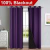 imageNICETOWN Room Warming Blackout Curtains 80 inches Long Royal Purple 2 Pieces 42 Wide Each Panel Full Light Blocking Drapes with Black Liner for Nursery Thermal Insulated Drapes for Hall Villa