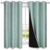 imageNICETOWN Aqua Blue 100 Blackout Lined Curtains 2 Thick Layers Completely Blackout Window Treatment Panels Thermal Insulated Drapes for Kitchen 1 Pair 42 Width x 63 Length Each Panel