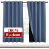 imageNICETOWN Full Shade Curtain Panels 72 inches Long Pair of Energy Smart amp Noise Blocking Out Blackout Drapes for Guest Room Window Thermal Insulated Lined Window Dressing Stone Blue 70x72