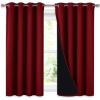 imageNICETOWN Kitchen Full Blackout Curtain Panels Super Thick and Soft Insulated Window Covers 100 Blackout Draperies with Black Backing for Cafe Window Burgundy Red Set of 2 PCs 52 by 54inch