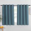 imageNICETOWN Kitchen Short Blackout Curtain and Drape  Thermal Insulated Solid Grommet Blackout Panel for Patio Bedroom Living Room Single Panel 52 inches by 45 inches Smoky Blue