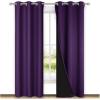 imageNICETOWN Room Warming Blackout Curtains 80 inches Long Royal Purple 2 Pieces 42 Wide Each Panel Full Light Blocking Drapes with Black Liner for Nursery Thermal Insulated Drapes for Hall Villa